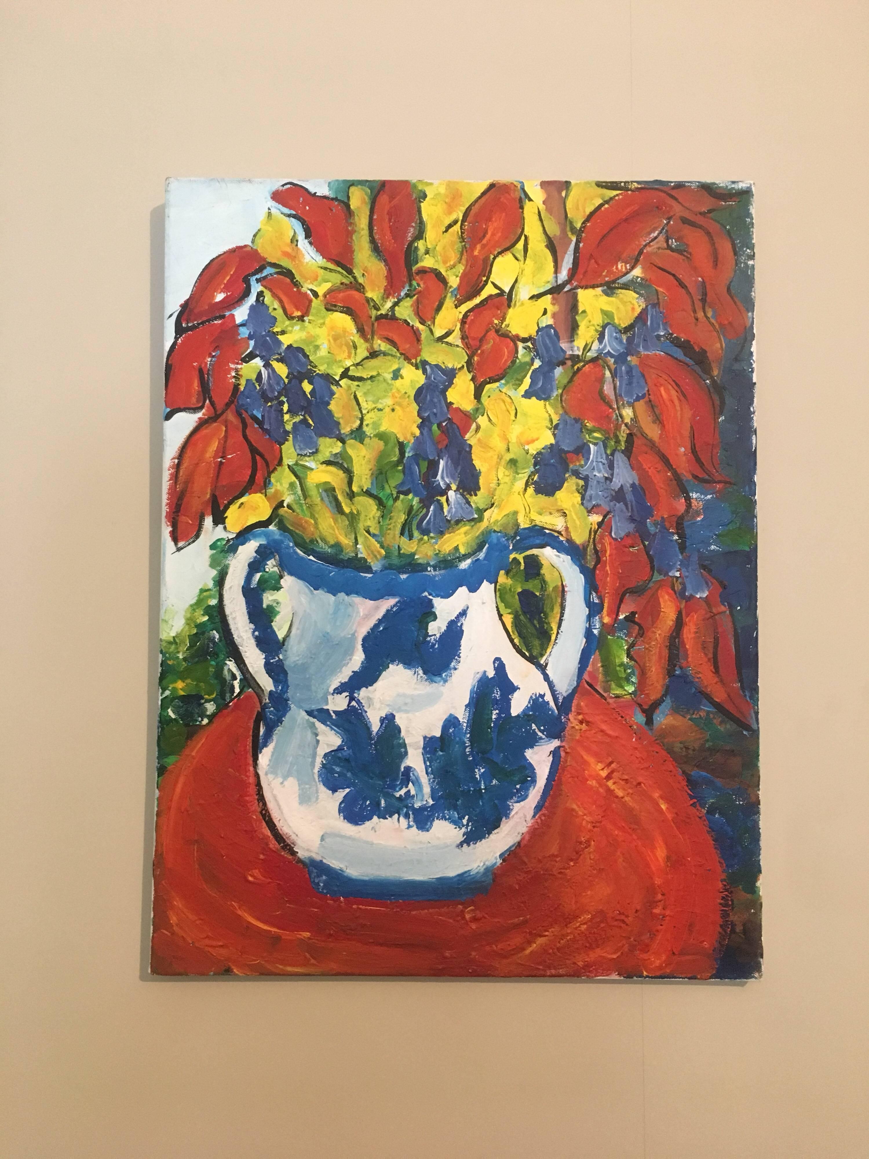 Flowers in a Vase Still Life Oil Painting British Artist 3