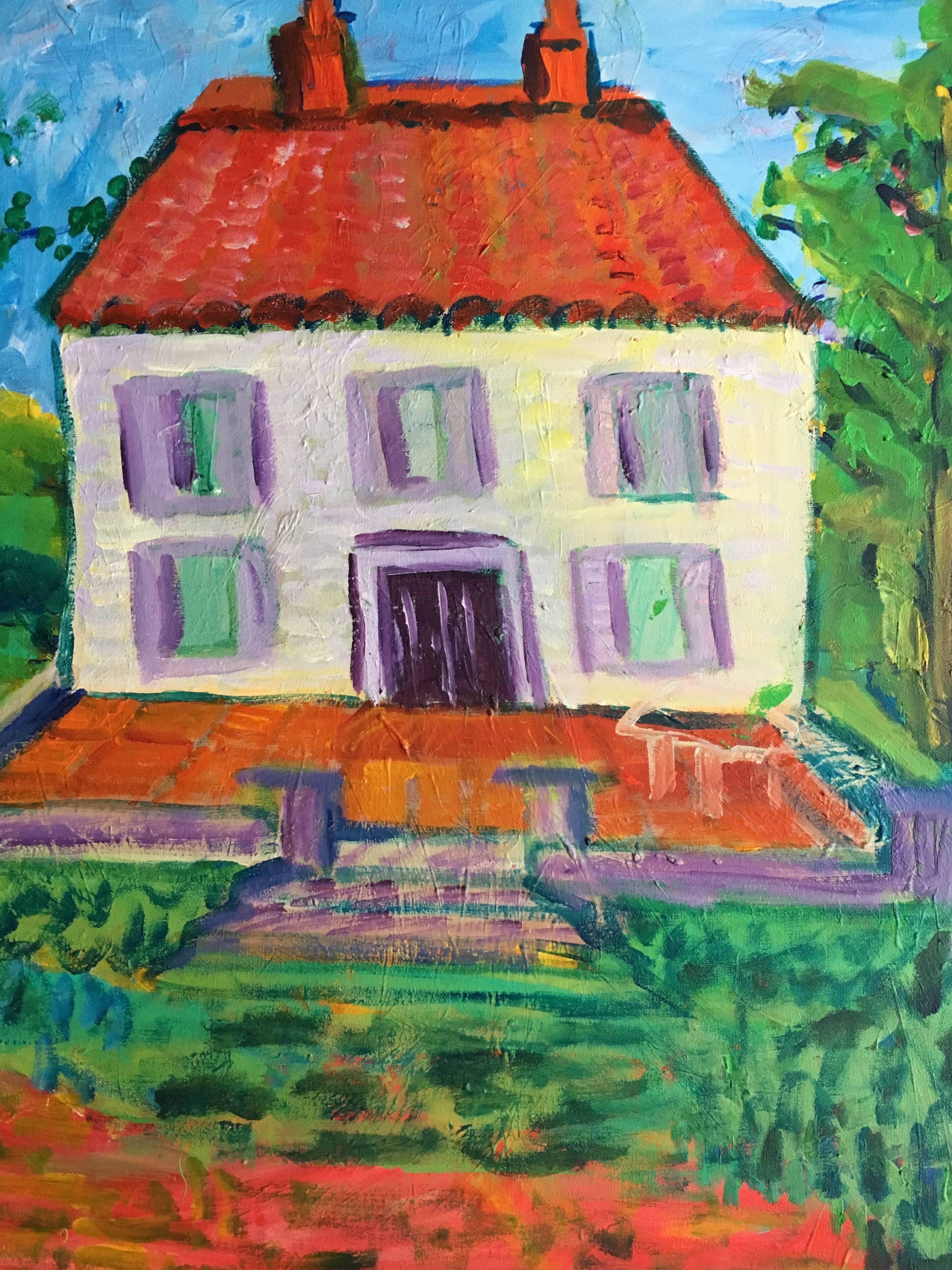 French Chateau, Colourful Painting, British Artist 2