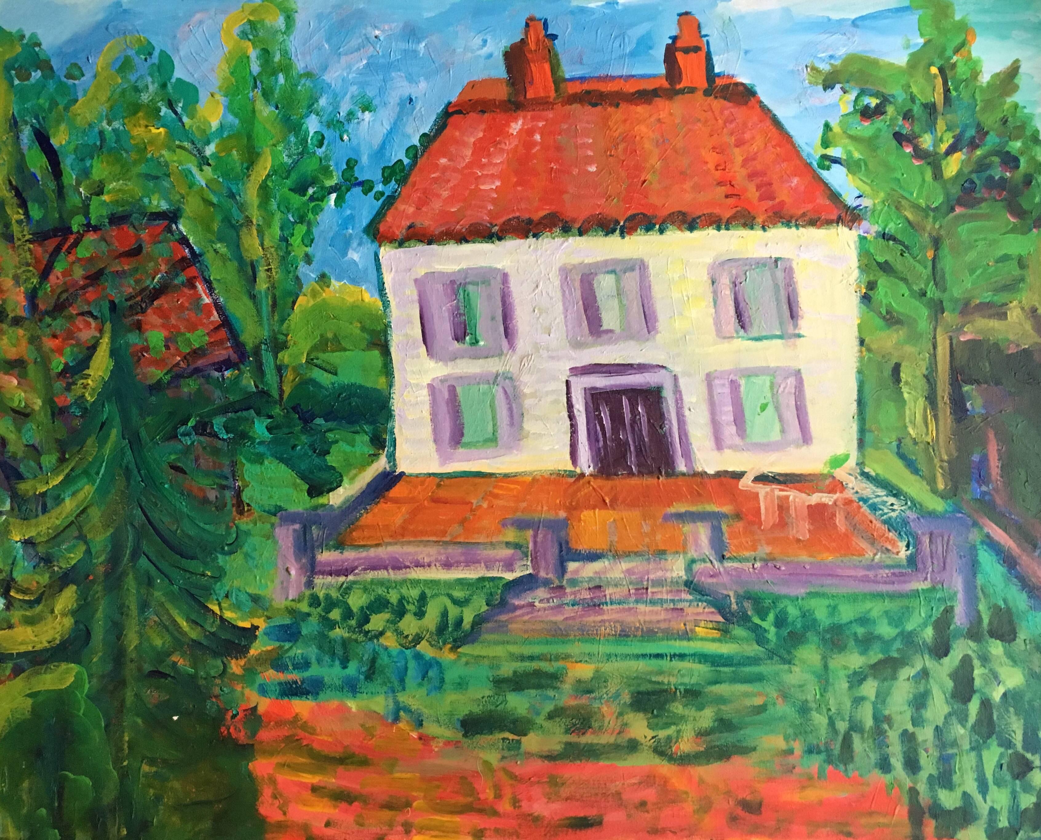 Pamela Cawley Still-Life Painting - French Chateau, Colourful Painting, British Artist