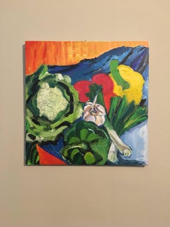 Garden Vegetables, Still Life, Bright Colours, British Artist