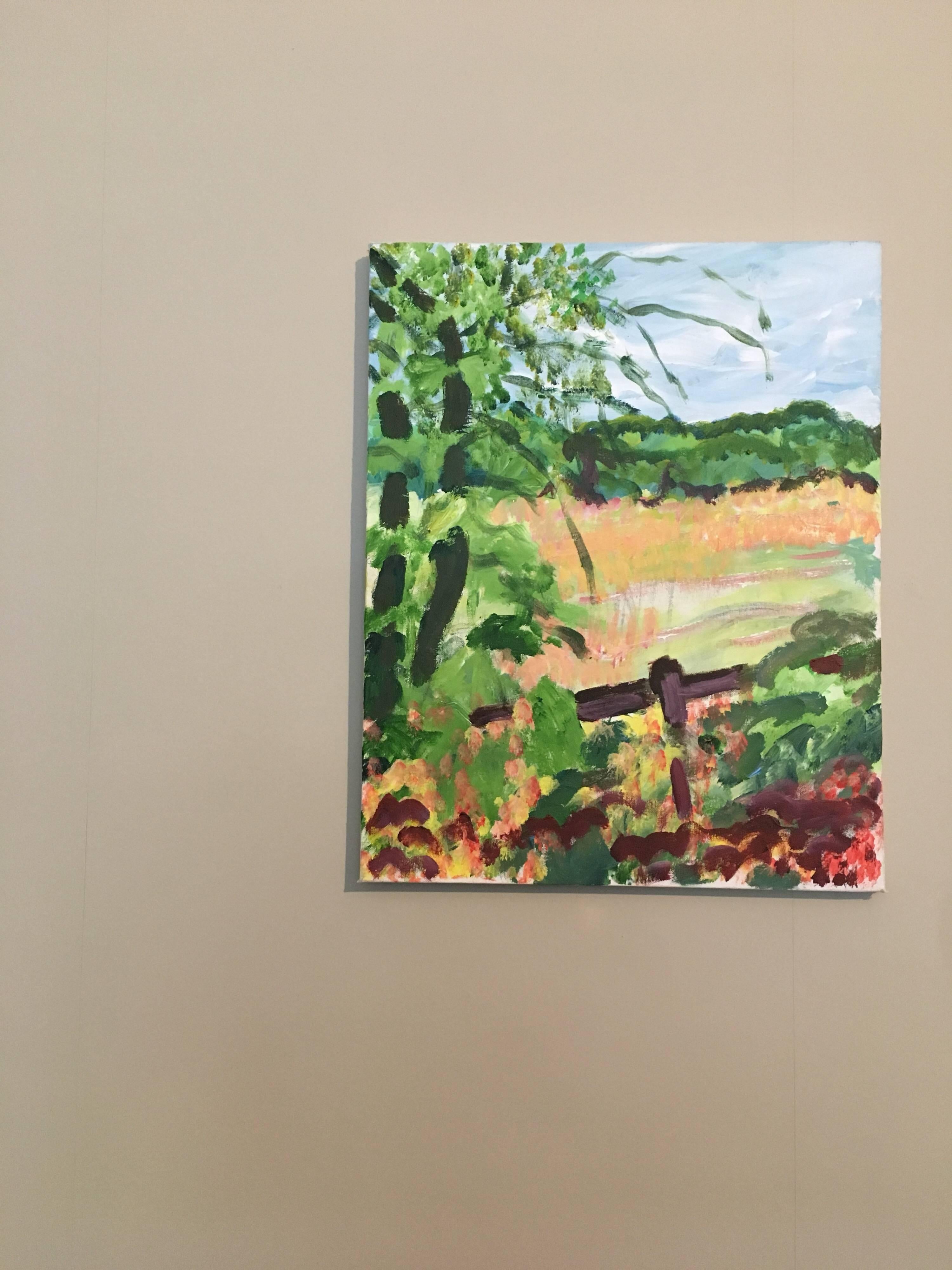 Impressionistisches Landfeld, Ölgemälde, britischer Künstler – Painting von Pamela Cawley