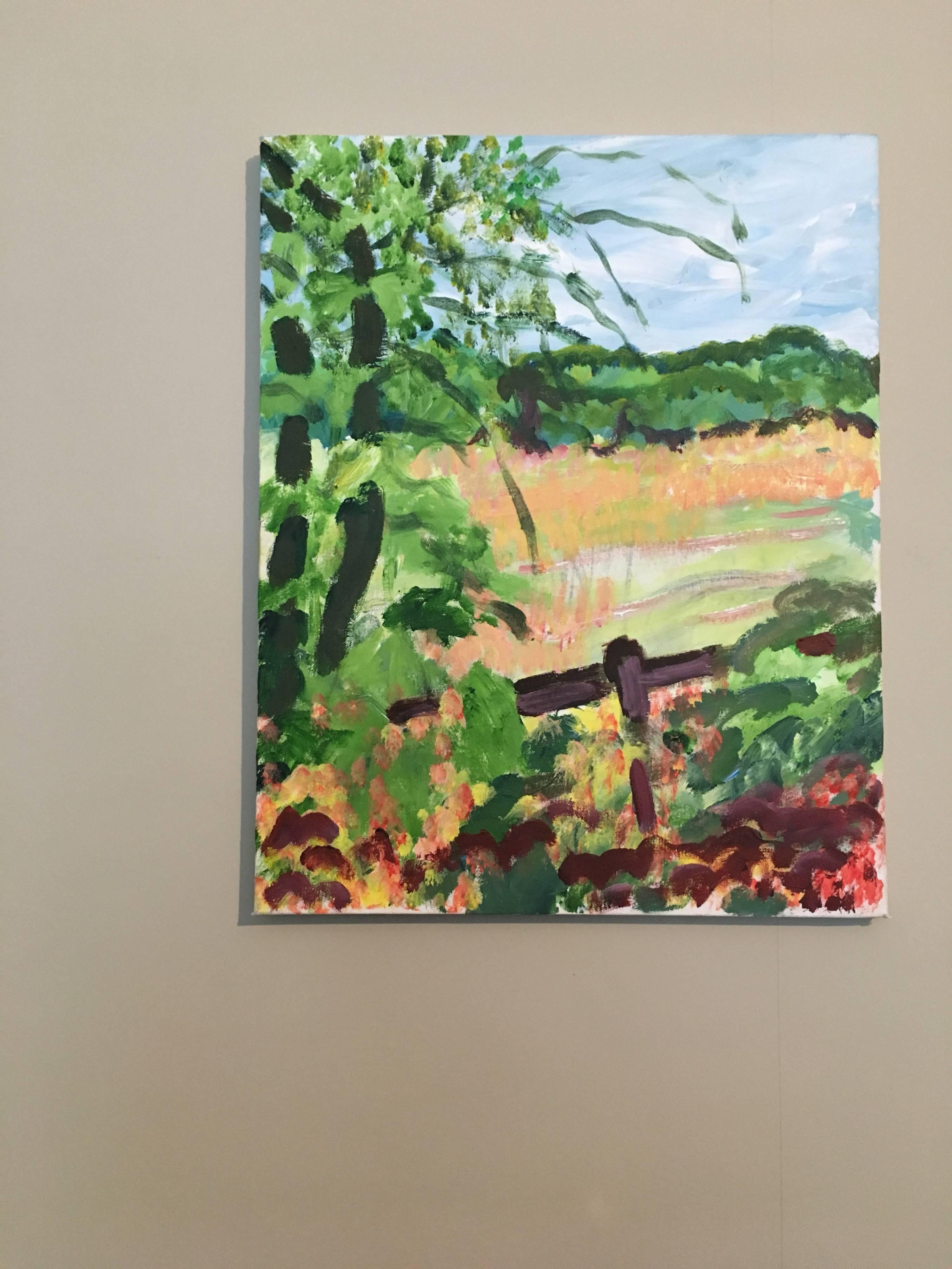 Impressionistisches Landfeld, Ölgemälde, britischer Künstler (Impressionismus), Painting, von Pamela Cawley