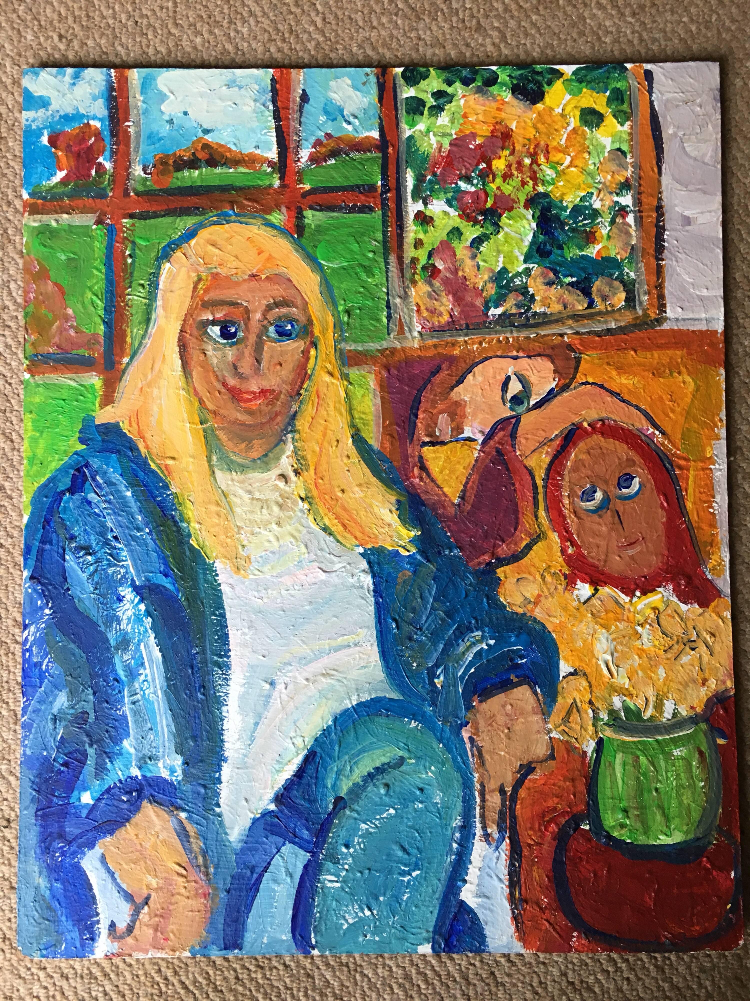 Impressionistische Figuren, leuchtende Farben, Ölgemälde – Painting von Pamela Cawley