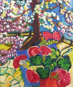 Impressionist Multi Coloured Landscape, British Artist Oil Painting