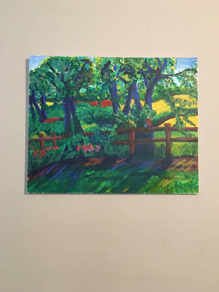 Impressionist Sunlit Country Lane, British Artist - Painting by Pamela Cawley