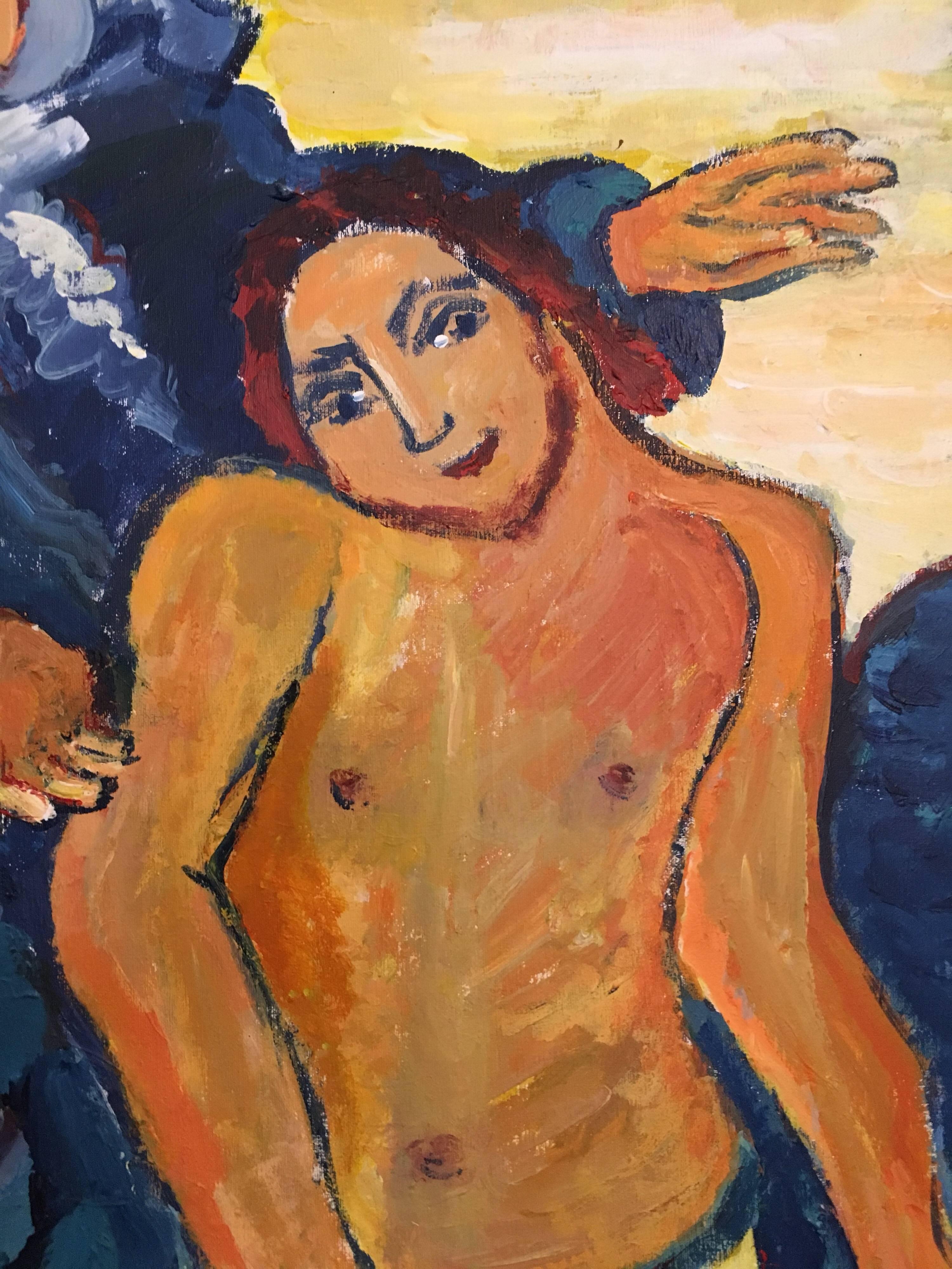 Paar aus dem Nahen Osten, tanzend, impressionistisches Ölgemälde – Painting von Pamela Cawley