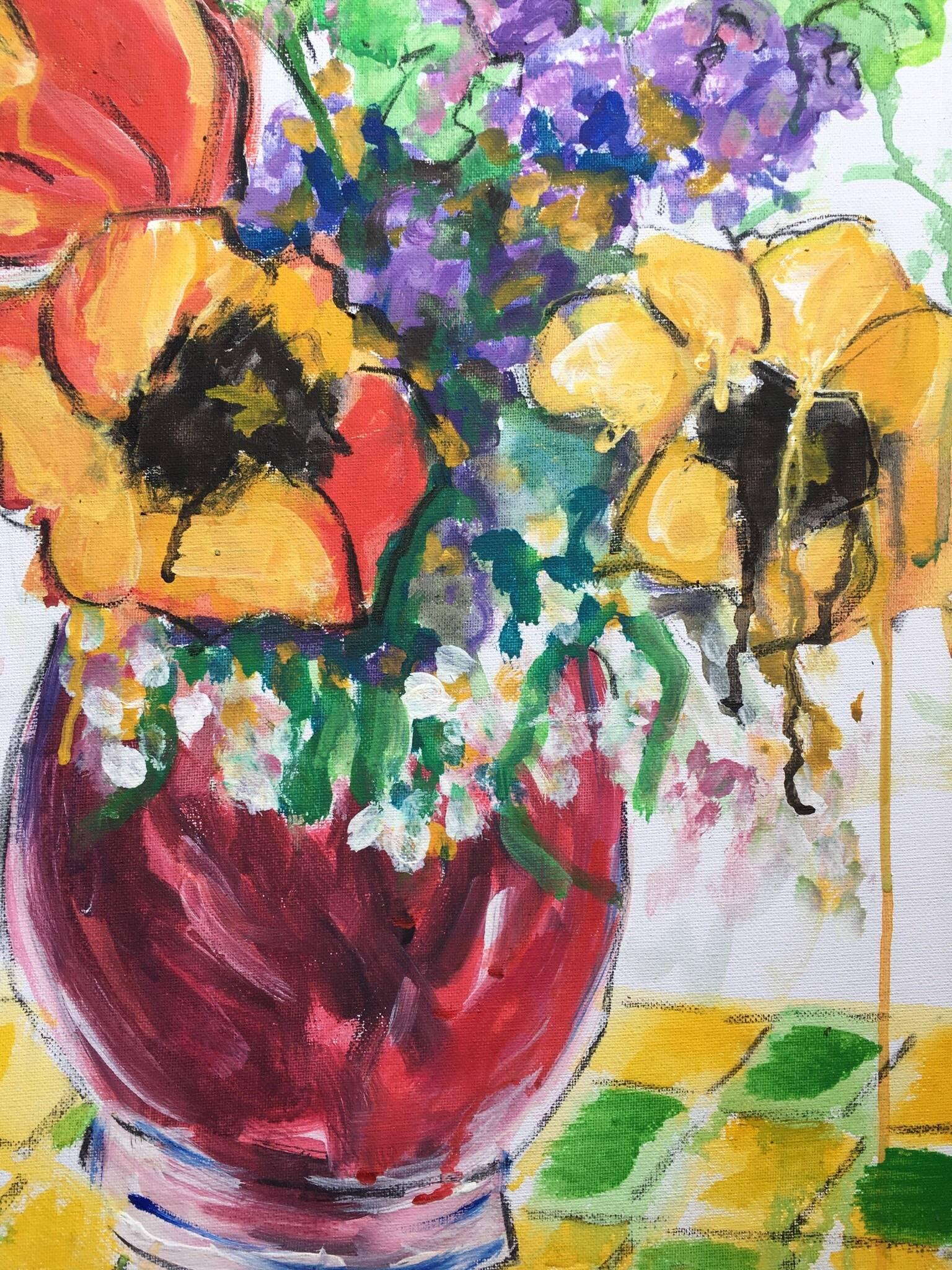impressionist flowers in a vase