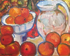 Oranges in a Bowl, Still Life Signed Oil Painting