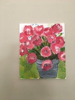 Flores rosas, Pintura al óleo impresionista, Artista británico