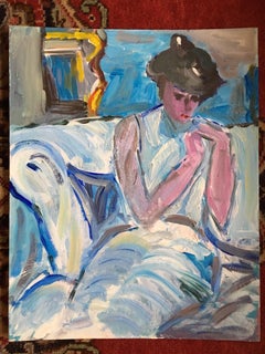 Portrait of a Model Sat in White, British Artist