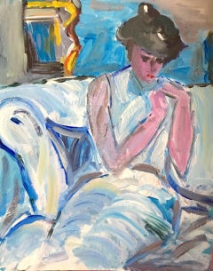 Portrait of a Model Sat in White, British Artist