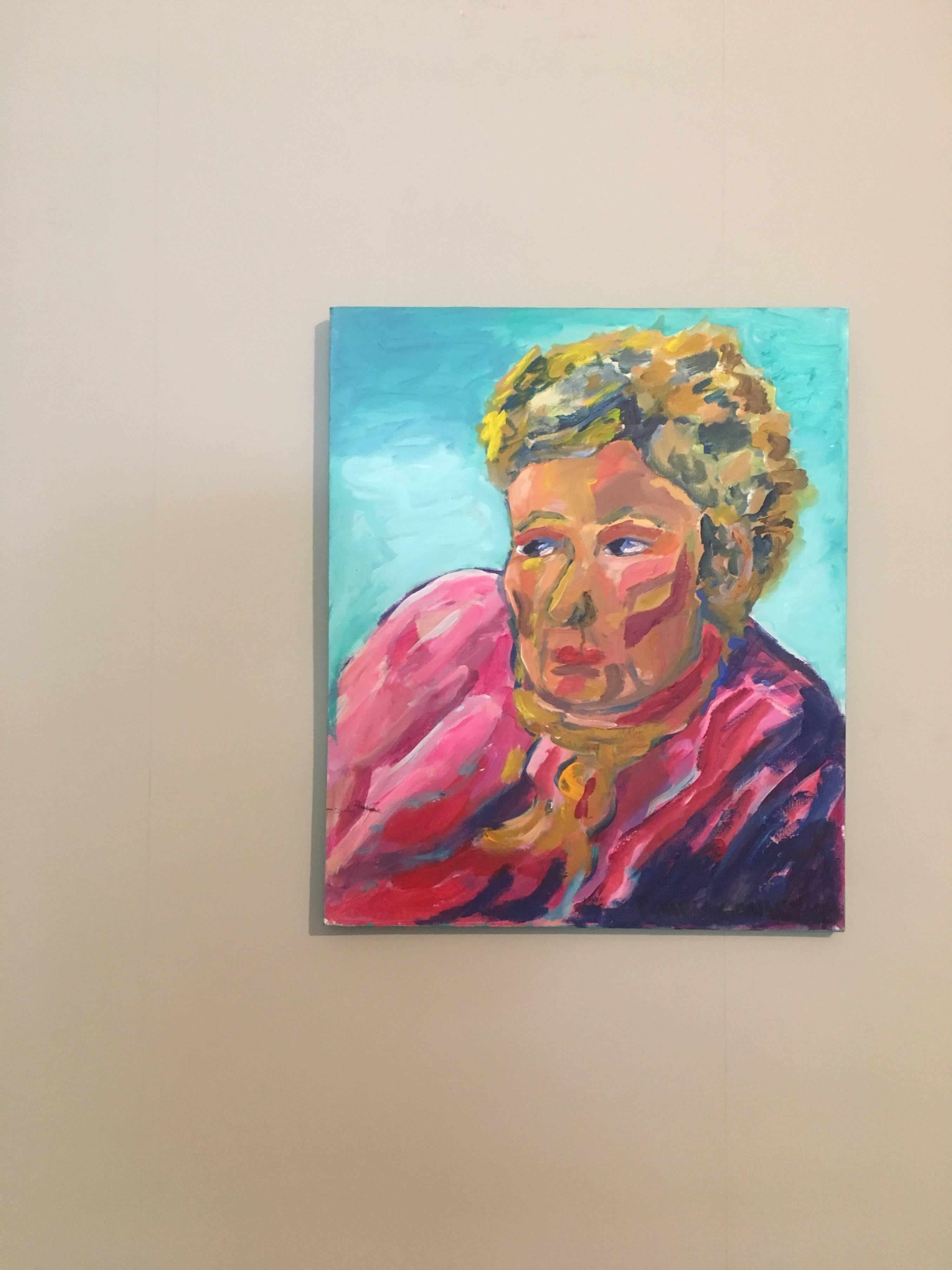 Porträt einer rosafarbenen Dame, britische Künstlerin – Painting von Pamela Cawley
