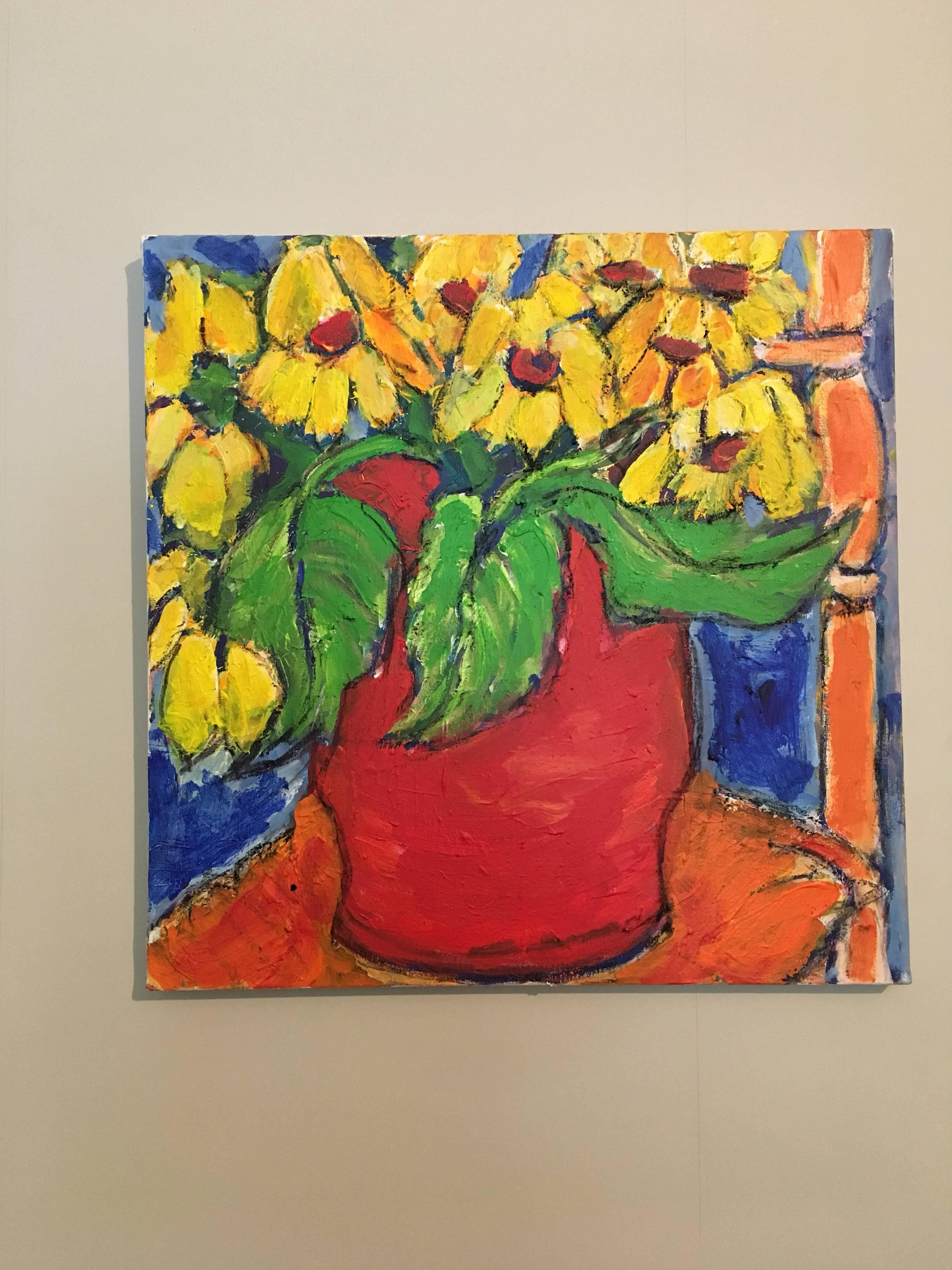Sonnenblumen
von Pamela Cawley, Britin, 20. Jahrhundert
ölgemälde auf Leinwand, ungerahmt

leinwand: 23,5 x 23,5 Zoll 

Beeindruckendes originales impressionistisches Ölgemälde der britischen Künstlerin Pamela Cawley aus dem 20. Das Werk hat eine
