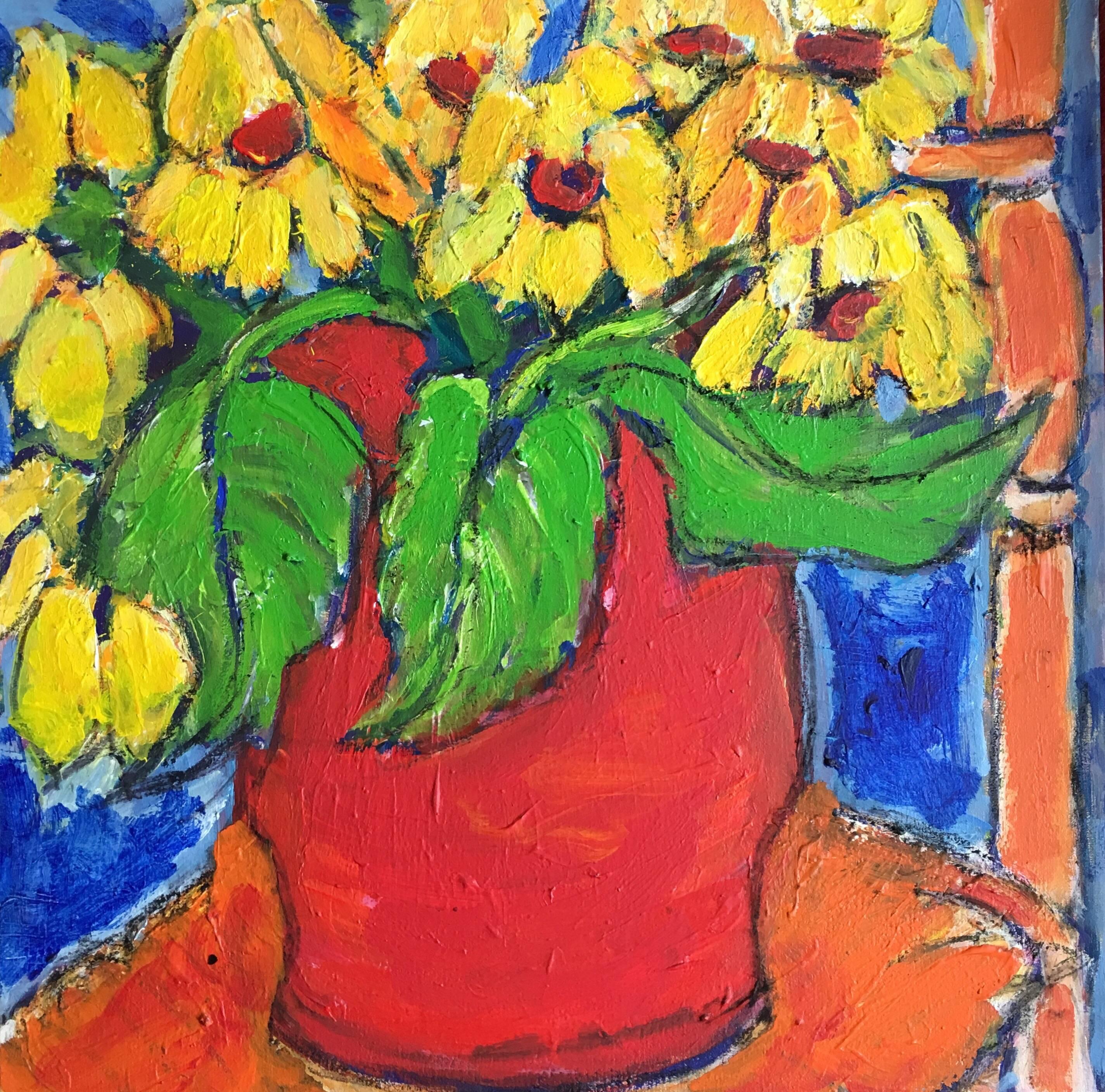 Sunflowers Still Life Impressionist Oil Painting, British Artist
