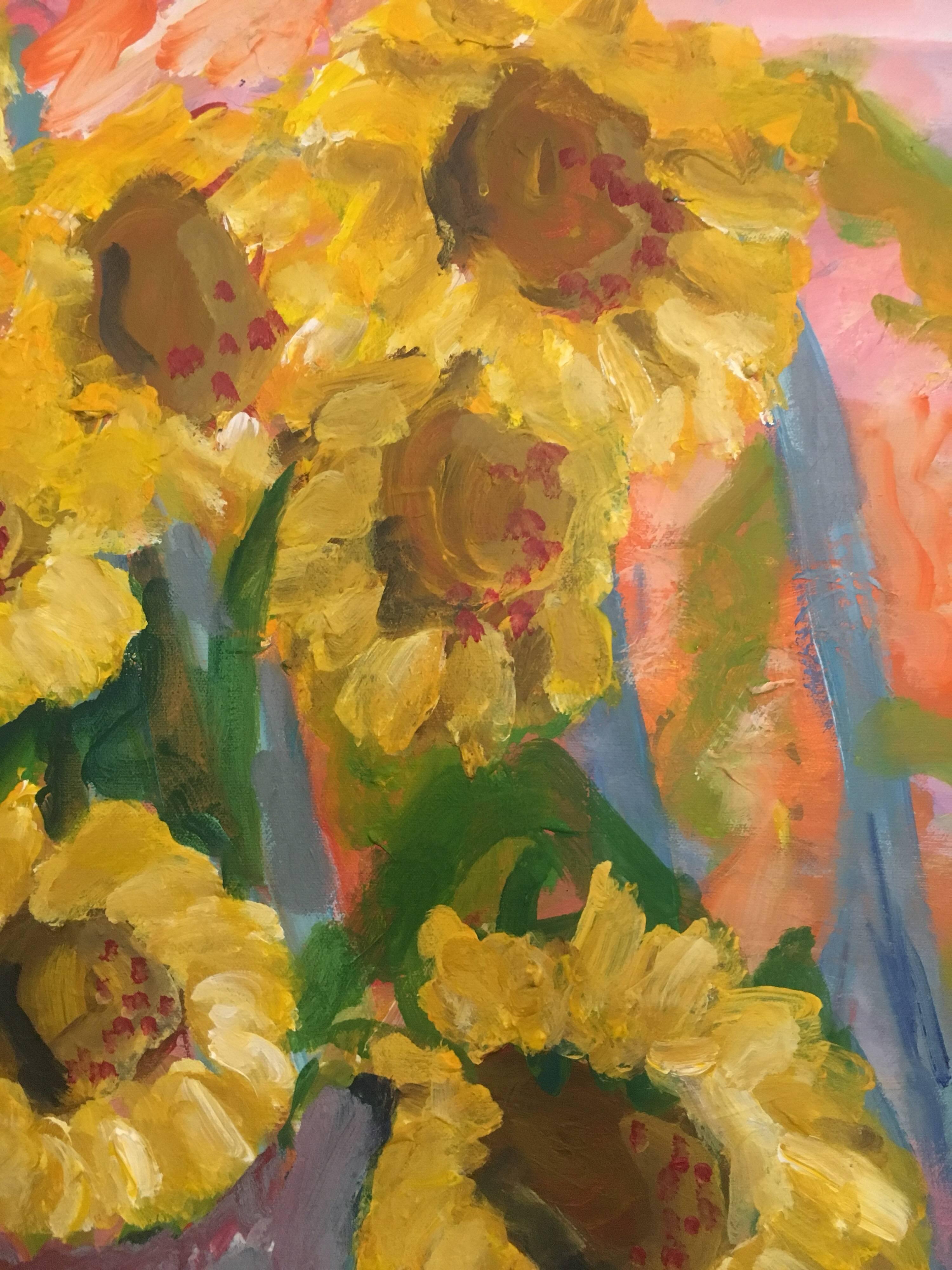 Sunflowers Still Life Oil Painting, British Artist 1