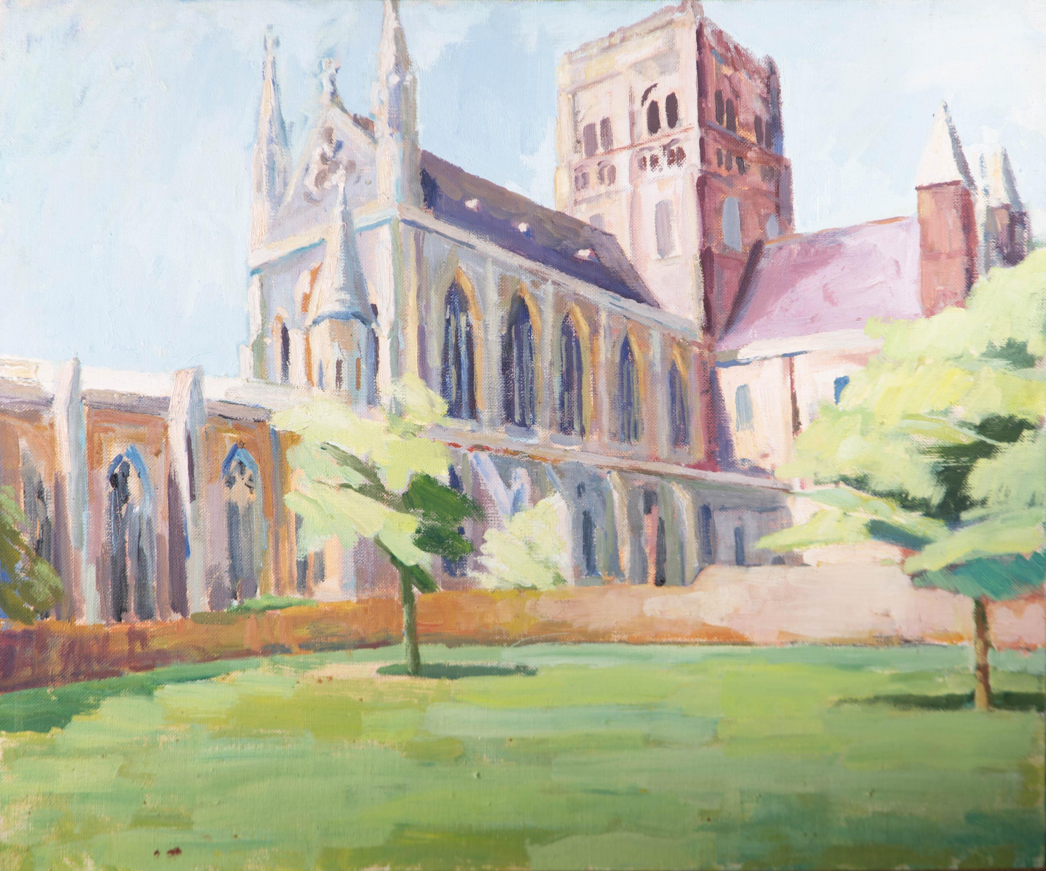 Pamela Chard (1926-2003) - 20th Century Oil, Cathedral in Summer Sunshine For Sale 1