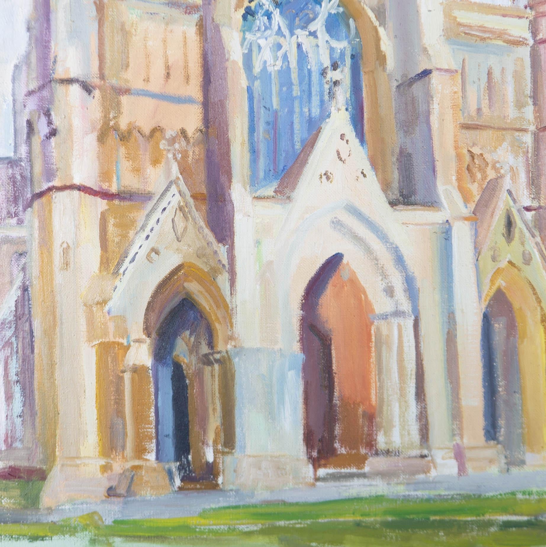 Pamela Chard (1926-2003) - Olio del XX secolo, Veduta della cattedrale in vendita 2