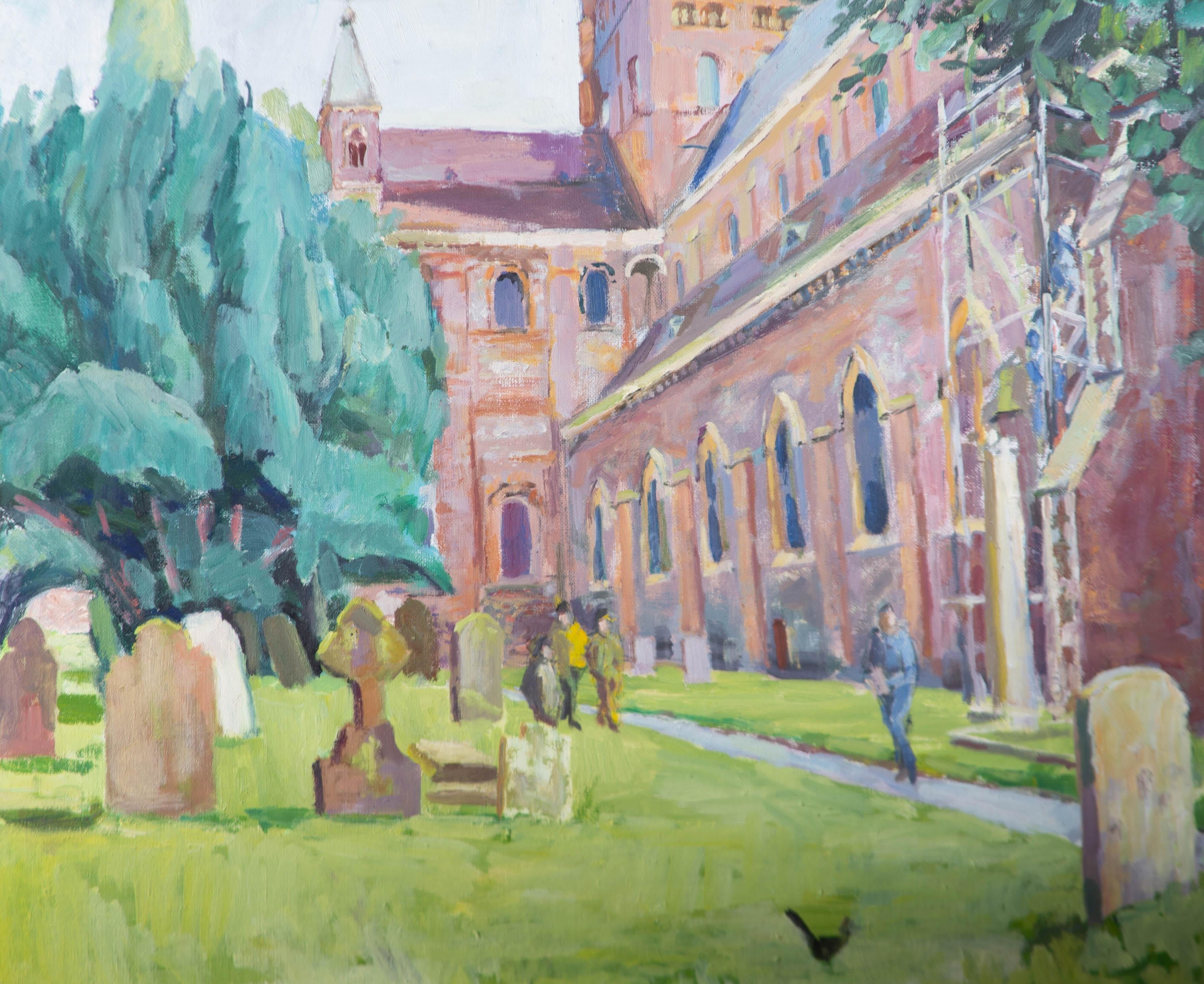 Pamela Chard (1926-2003) - Huile du 20e siècle, Le cimetière