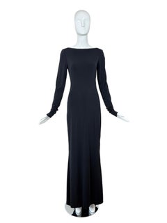 PAMELA DENNIS 2001 Abito da sera vintage nero senza schienale Maxi Dress