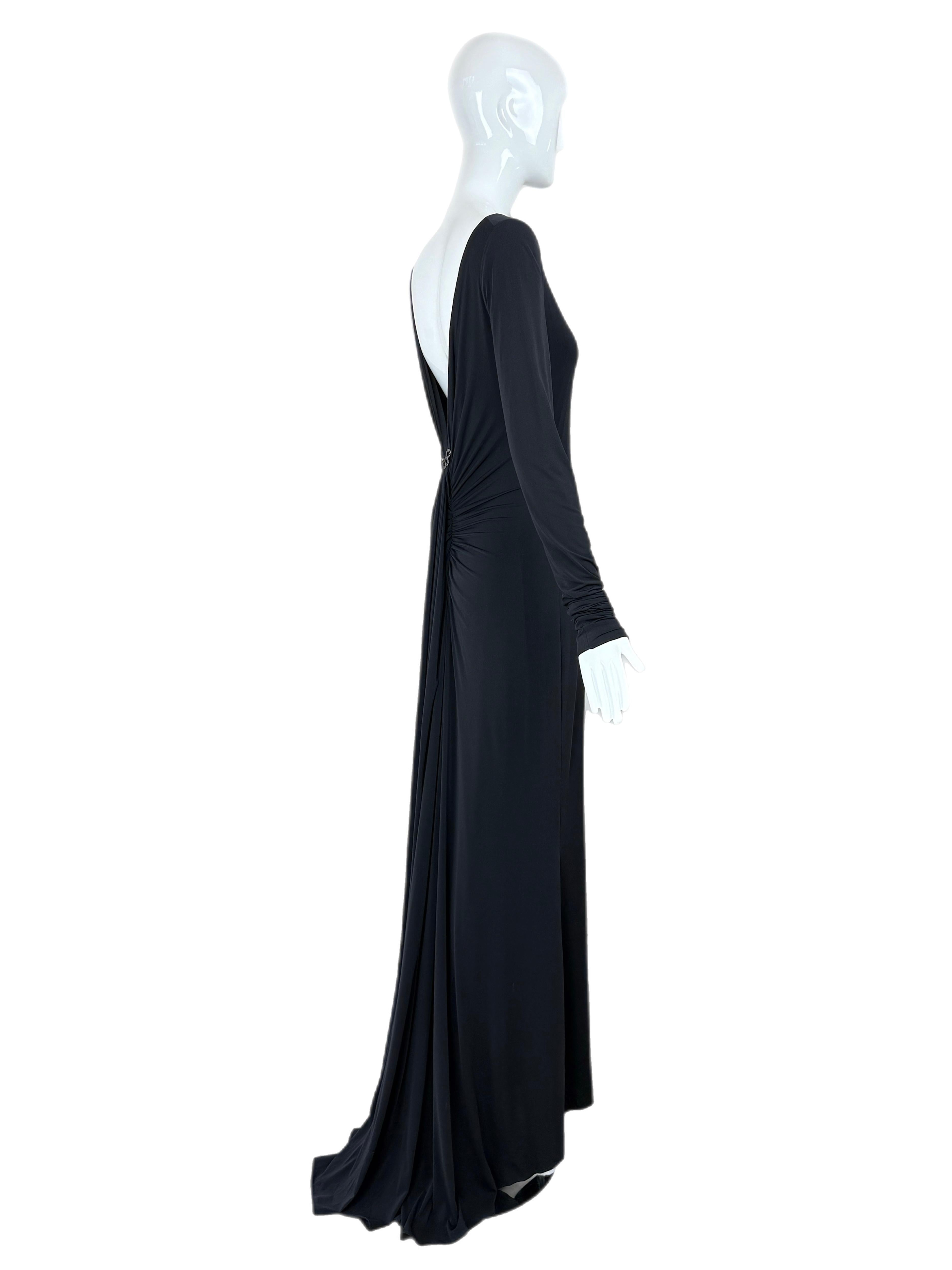 De las mujeres PAMELA DENNIS 2001 Vintage Vestido de noche negro sin espalda Maxi Vestido en venta