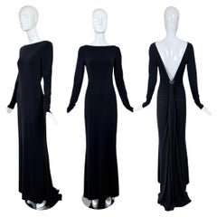 PAMELA DENNIS 2001 Vintage Schwarzes rückenfreies Vintage-Abendkleid Maxikleid