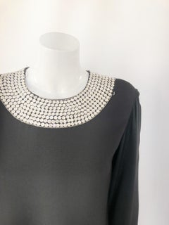 Pamela Dennis black gown with rhinestone collar and cuffs