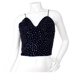 Pamela Dennis Black Rhinestone Cropped Top circa 1990s Pamela Dennis Black Rhinestone Cropped Top circa 1990s