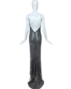 PAMELA DENNIS COUTURE 2001 Vintage Runway Sequin Psychedelic Gown Maxi Dress