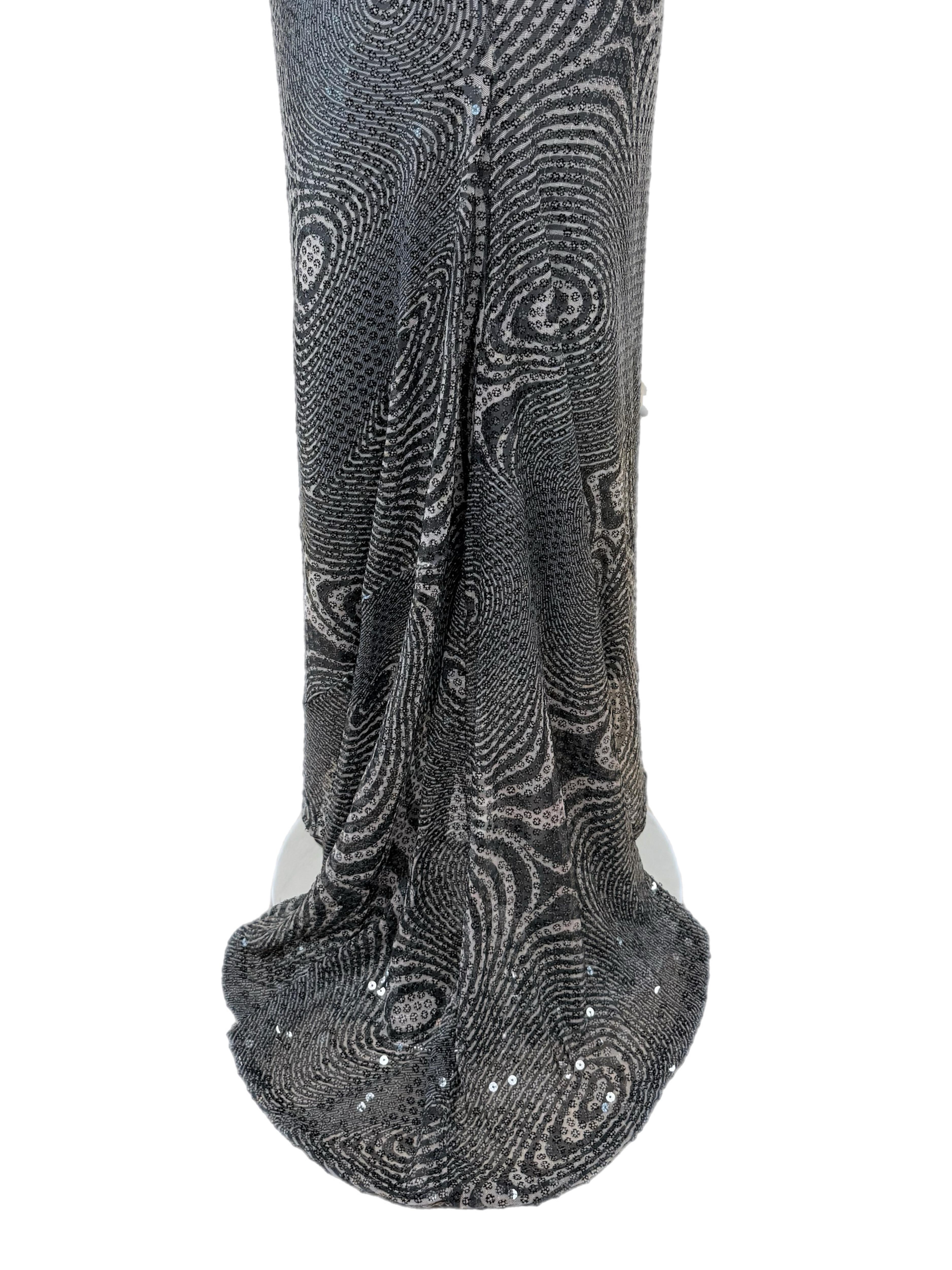 PAMELA DENNIS COUTURE 2001 Vintage Runway Sequin Psychedelic Gown Maxi Dress For Sale 2