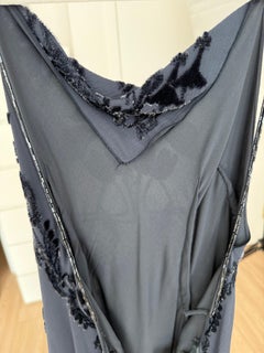 PAMELA DENNIS COUTURE 90's Vintage Blue Backless Silk Evening Gown
