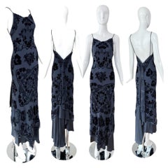 PAMELA DENNIS COUTURE 90's Vintage Blue Backless Silk Evening Gown PAMELA DENNIS COUTURE 90's Vintage Blue Backless Silk Evening Gown