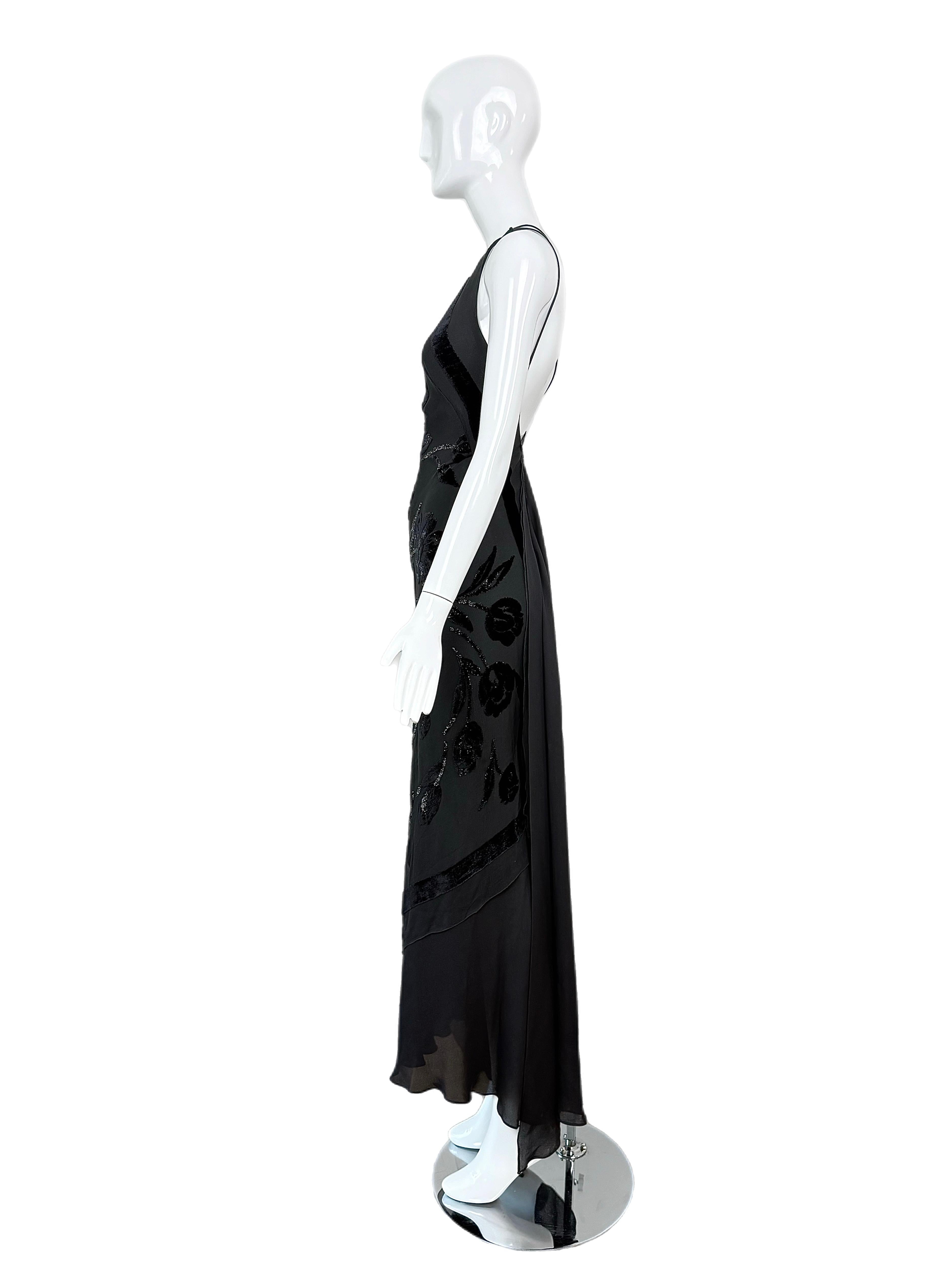 PAMELA DENNIS Vintage Black Silk Asymmetrical Evening Gown Maxi Dress For Sale 1