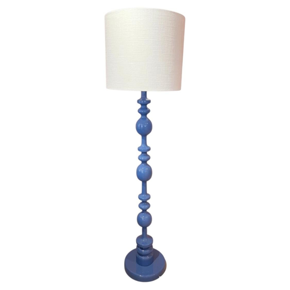 Pamela Floor Lamp in Solid Beech with Lacquer and AJ Linen by POPUS EDITIONS For Sale
