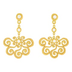 Pamela Froman Diamond Chandelier Gold Earrings