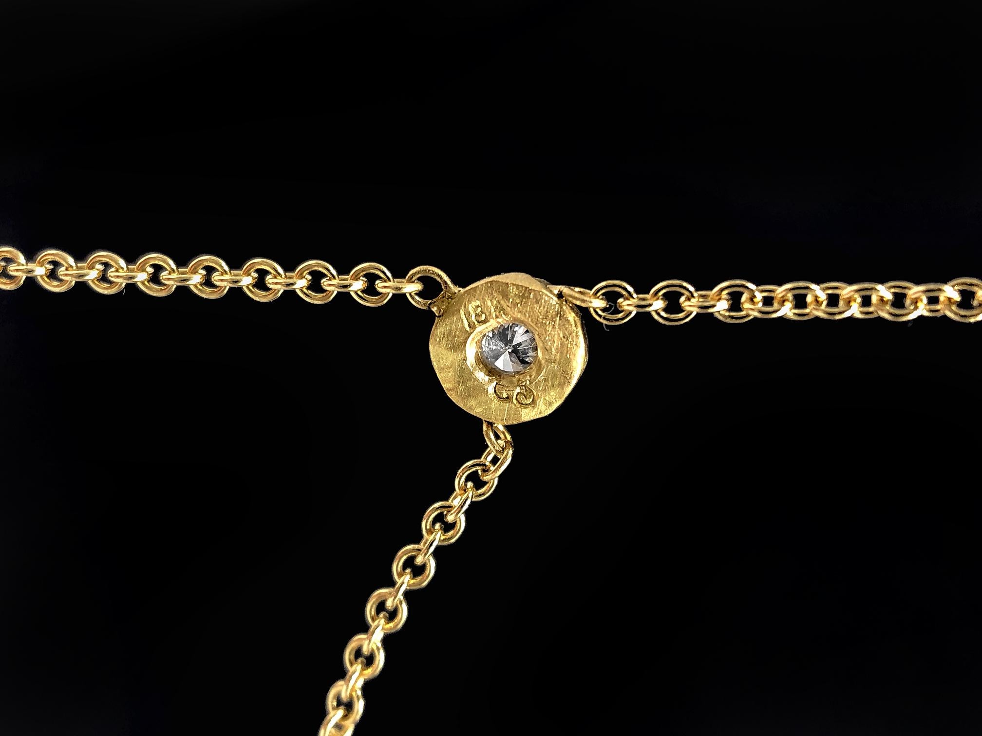 Round Cut Pamela Froman Fine Tahitian Pearl White Diamond Gold Lariat Drop Necklace