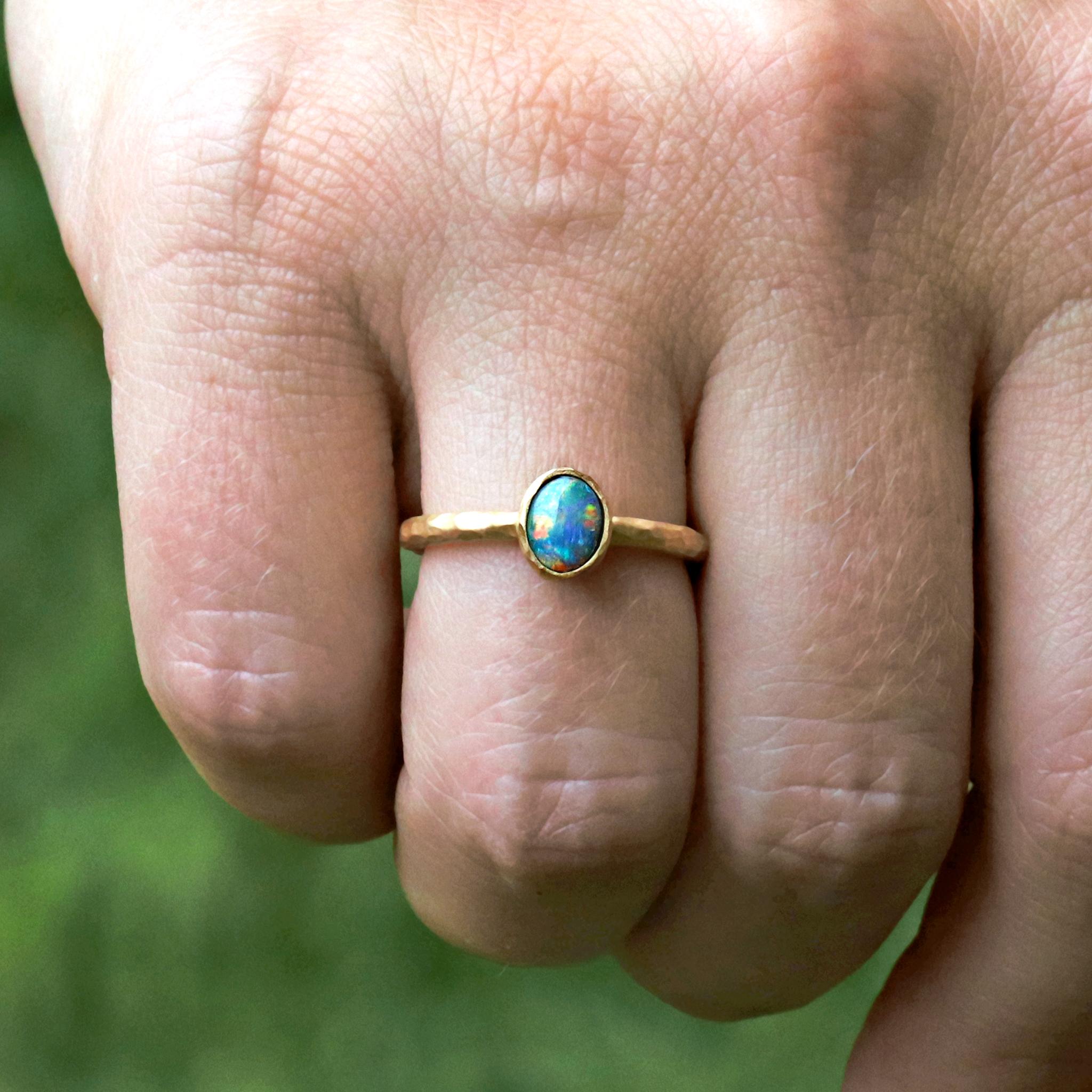 lightning ridge black opal ring
