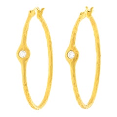 Pamela Froman Hammered Hoop Gold Earrings