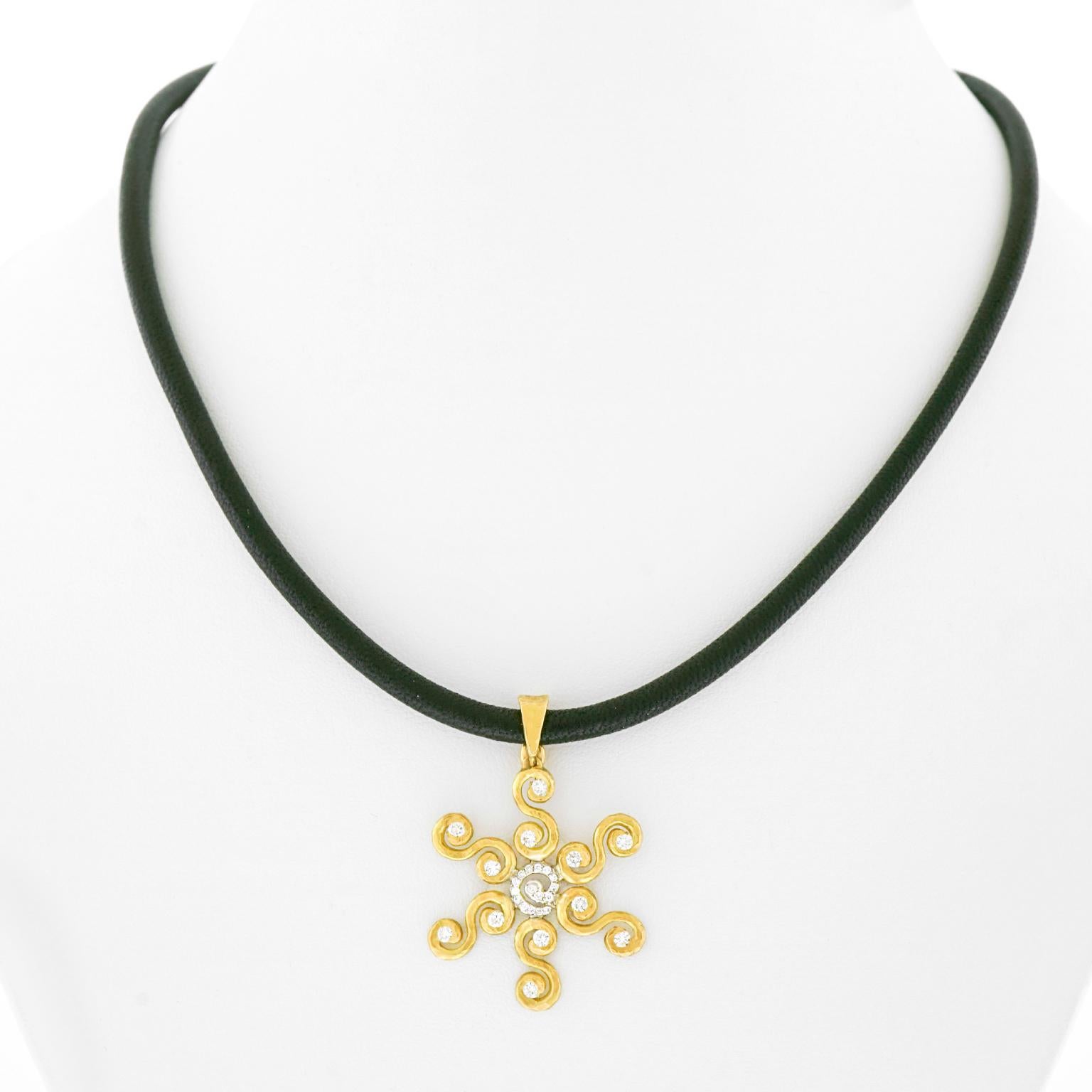 Women's or Men's Pamela Froman Sunburst Motif Gold Necklace