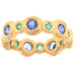 Pamela Froman Tanzanite and Tourmaline Set Gold Ring