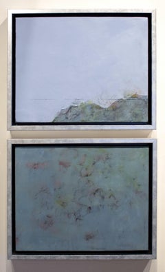 "Road Trip" by Pamela Gibson, Encaustic abstract painting diptych, 2019