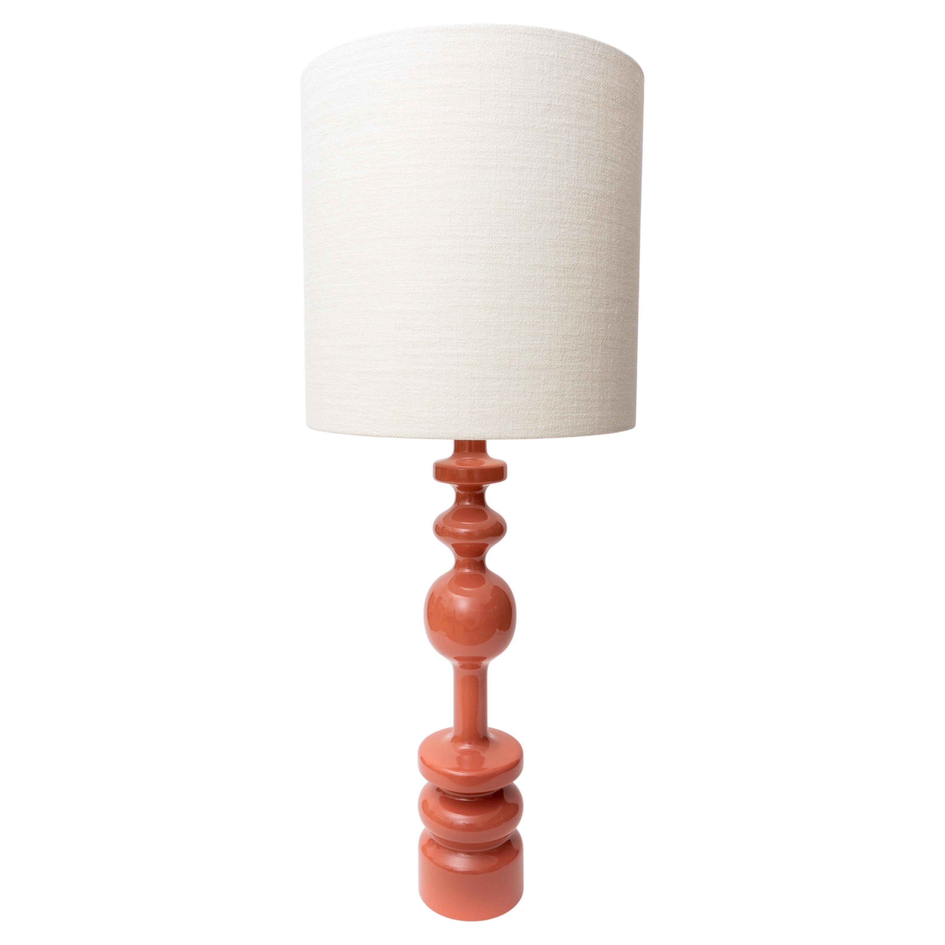 Pamela GM Table Lamp in Solid Beech with Lacquer and AJ Linen by POPUS EDITIONS