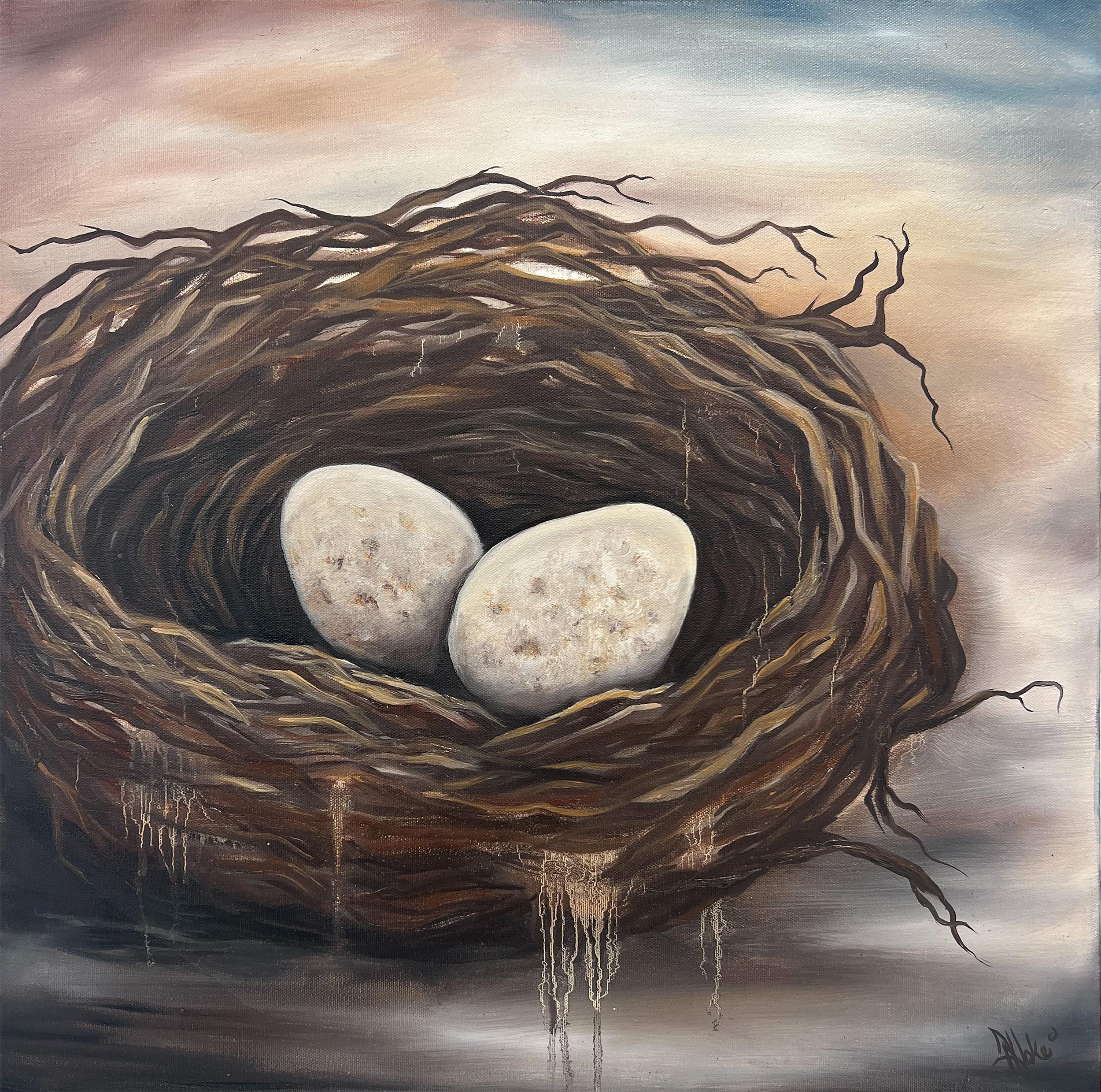 Barn Swallow Nest, Oil Painting - Art by Pamela Hoke