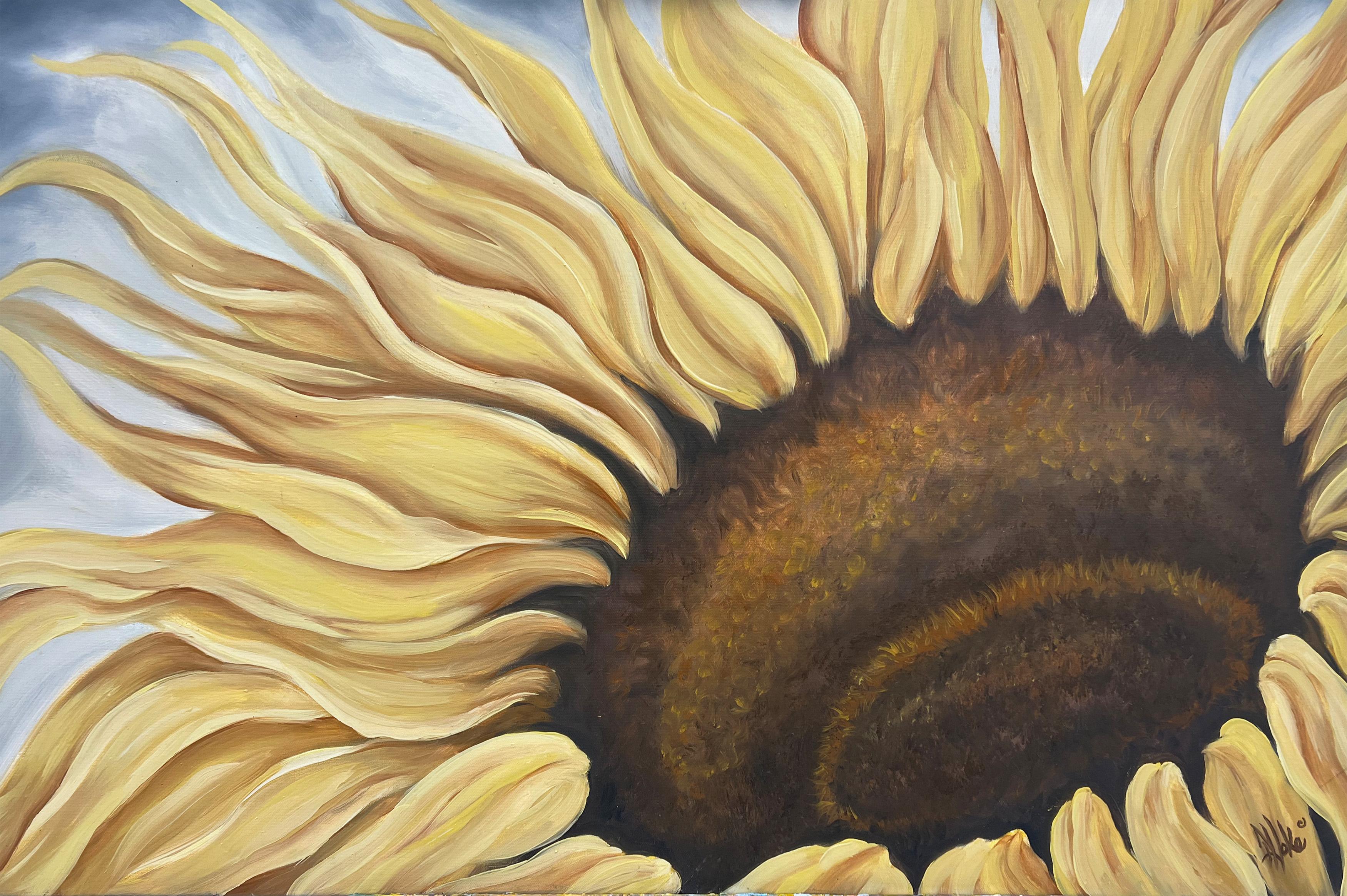 Peinture à l'huile - Hug de tournesol - Art de Pamela Hoke