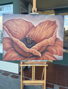 Fiery Heart Poppy, Oil Painting