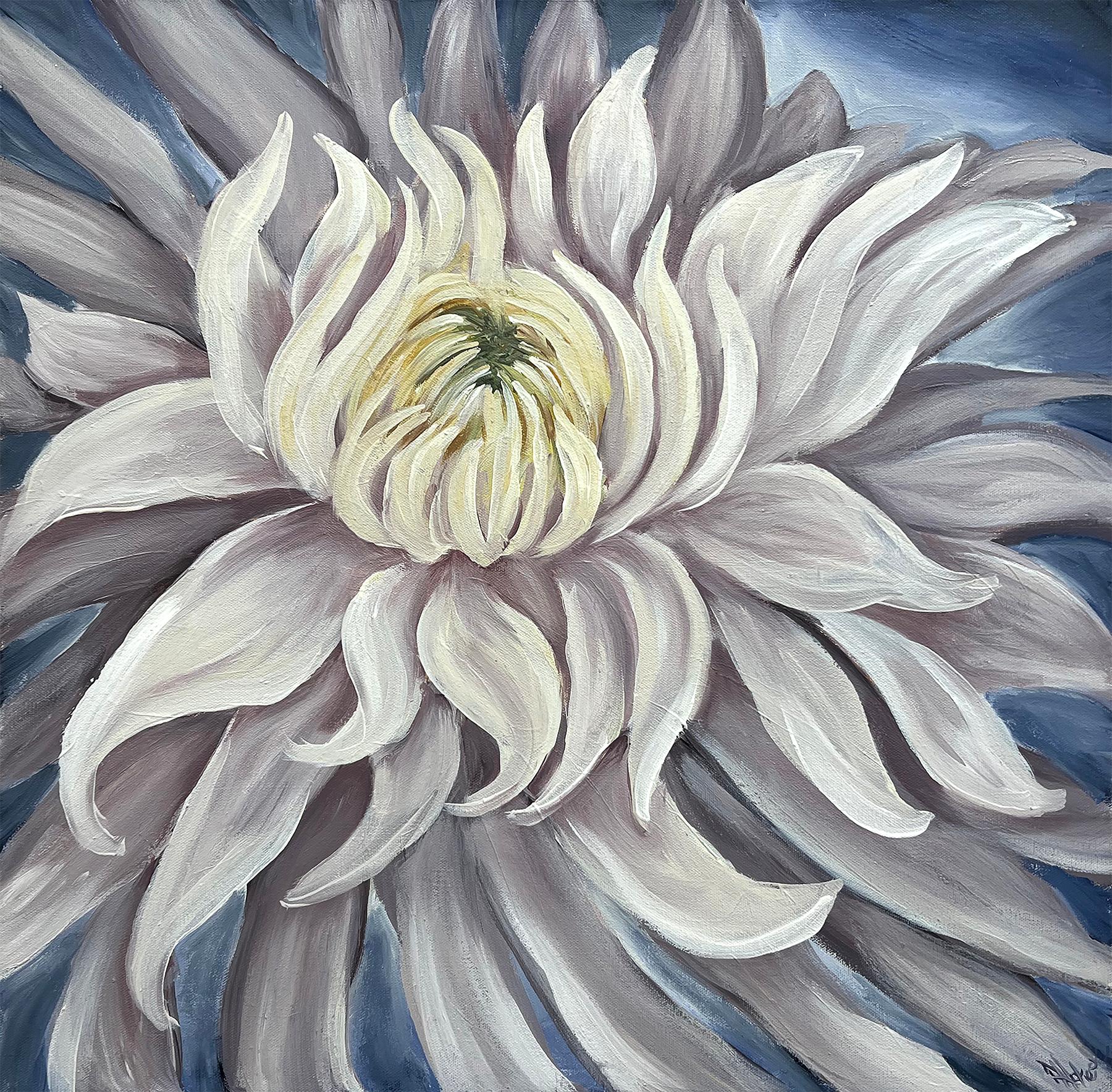 White Chrysanthemum, Oil Painting - Art by Pamela Hoke