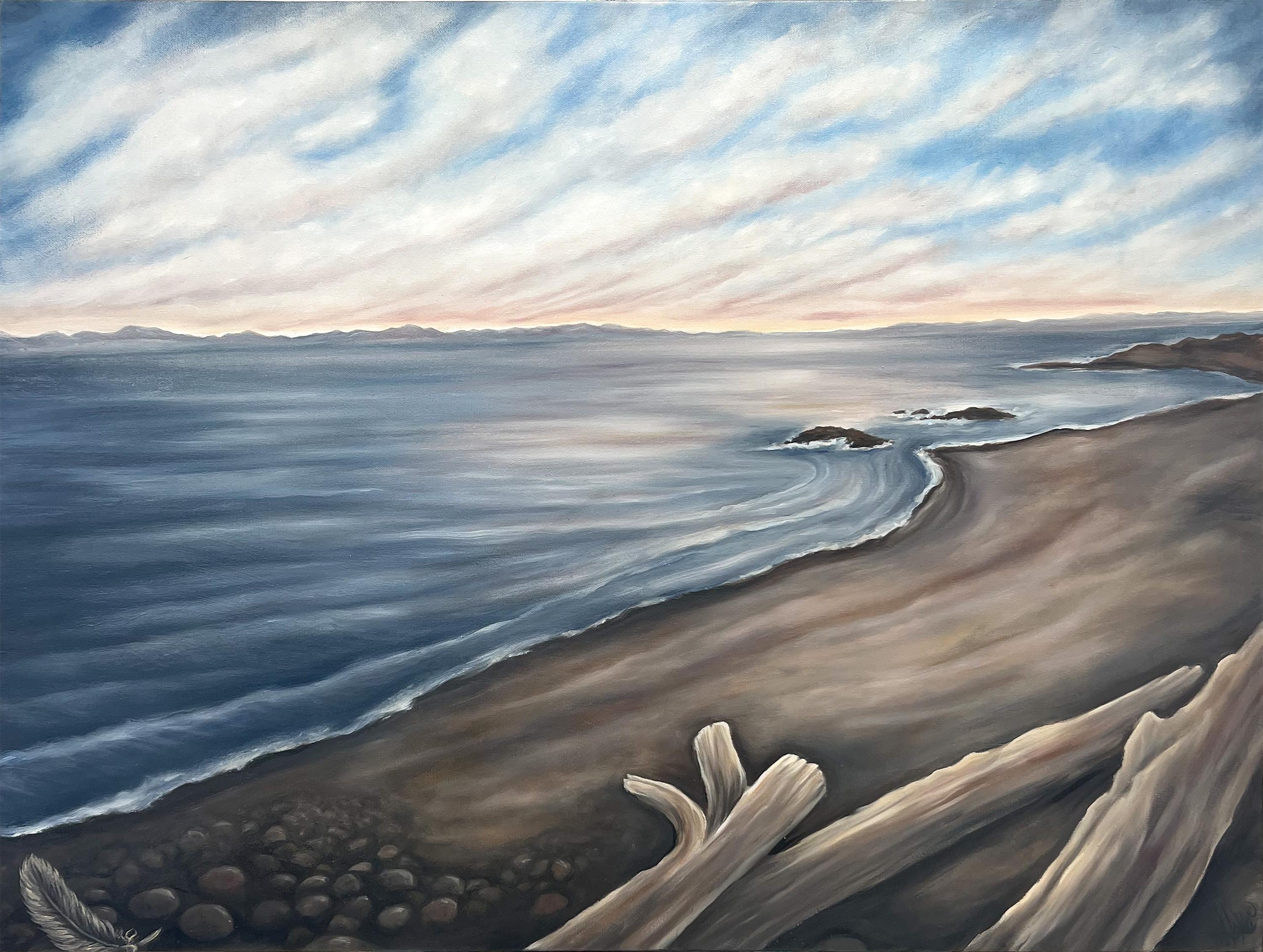 Pamela Hoke Landscape Painting - South Beach Serenity, Oil Painting