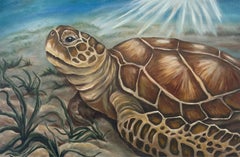 Just Chill, tortue de mer, peinture à l'huile