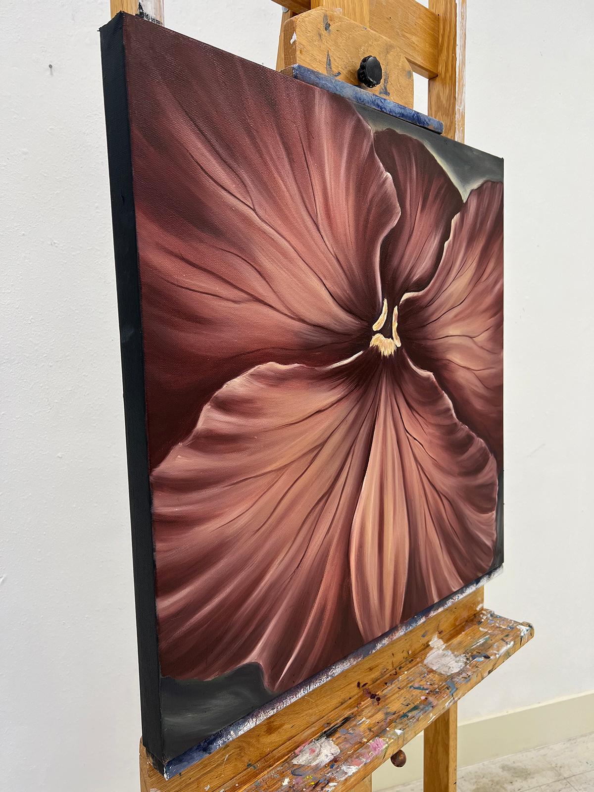 <p>Artist Comments<br>A fully-bloomed pansy flower displays the velvety texture of its petals. The vein markings and subtle shadows define its delicate form. Artist Pamela Hoke paints the same subject each year to remind herself of her deep