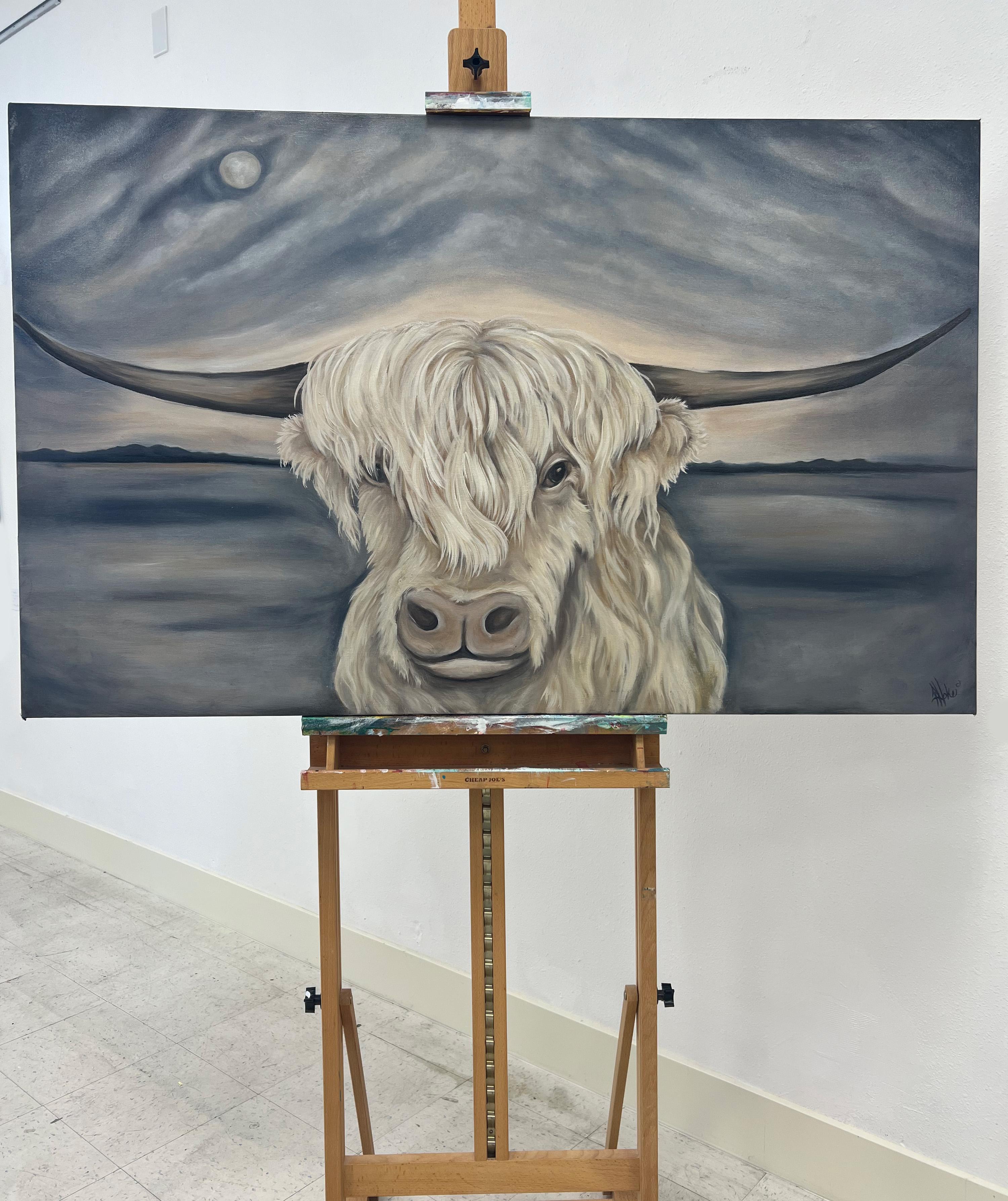 <p>Artist Comments<br>Artist Pamela Hoke displays a monochromatic portrait of a highland cattle. She captures the serenity of a majestic yet gentle and beautiful cow. 