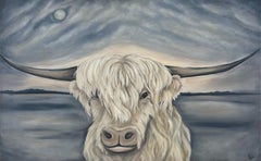 Island Moon Cow, Oil Painting